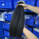Kinky Straight Tape-In Virgin Human Hair Extensions
